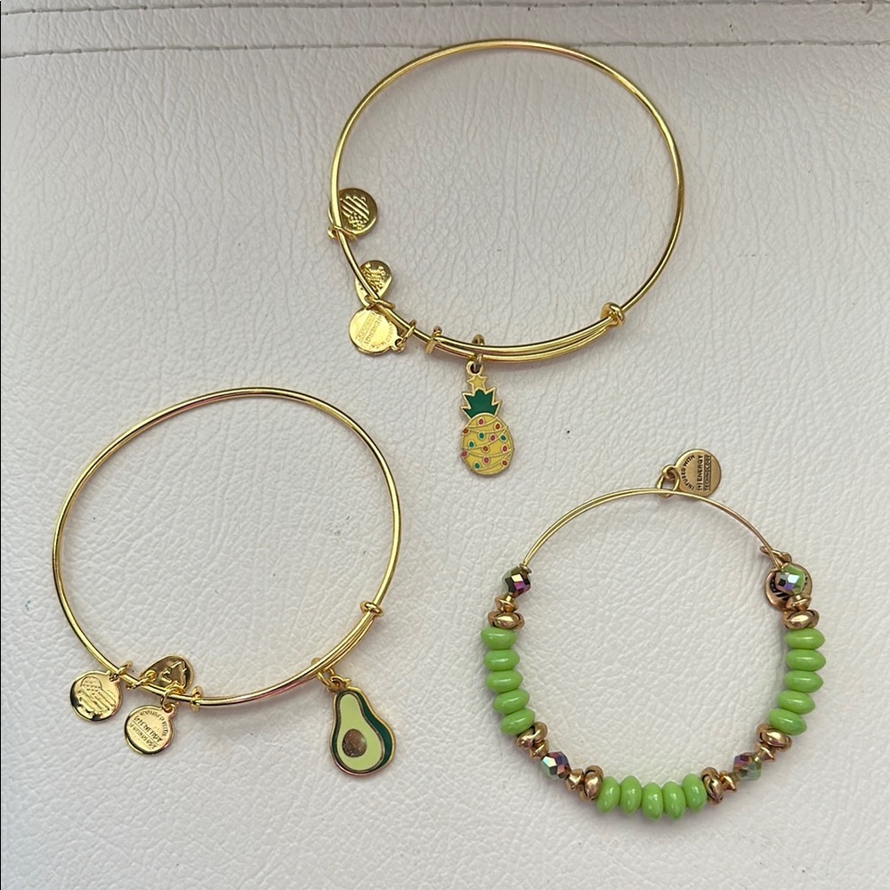Lot/3 Alex & Ani Bracelets Avacado Pineapple